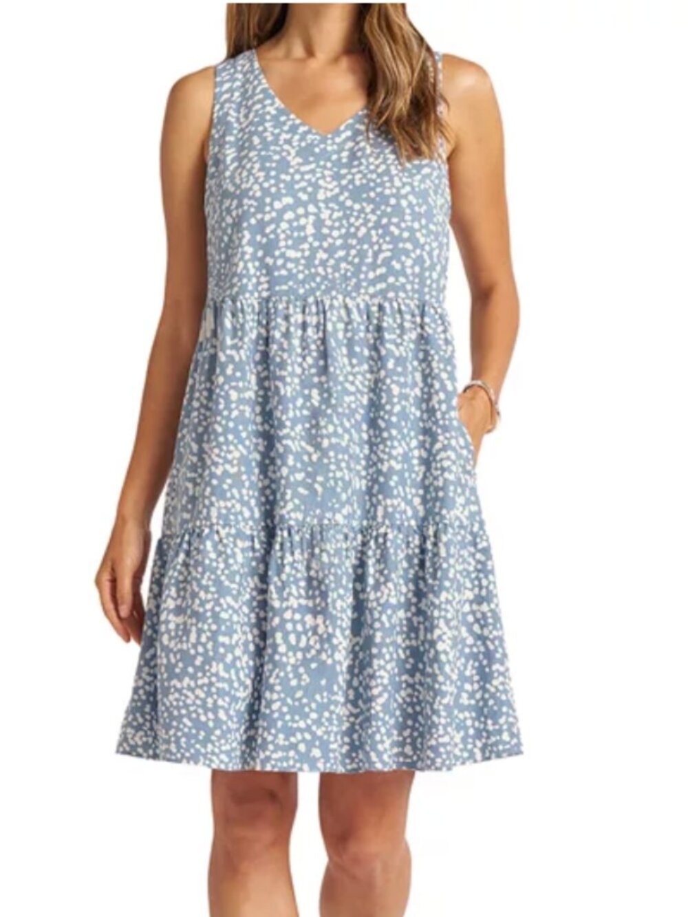 Matty M Linen Blend Blue White Pattern, Size XL